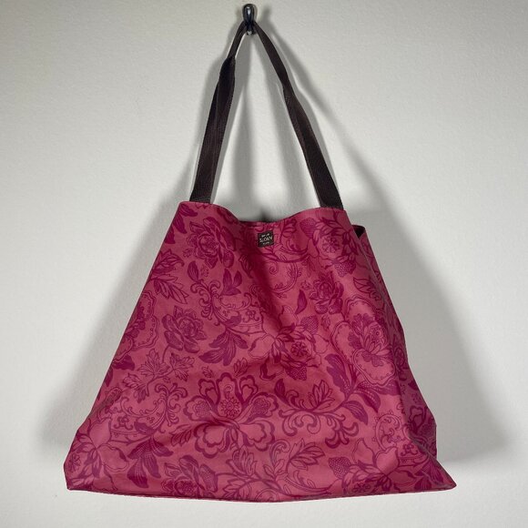 emilie Sloan Seattle Red Floral Tote Bag 16" x 13" Hook & Snap Closure Rainproof - Picture 1 of 7